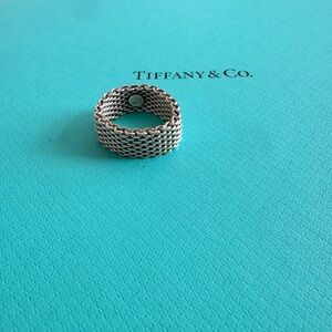 Tiffany & Co. Somerset Silver Mesh Band 
Size 10
